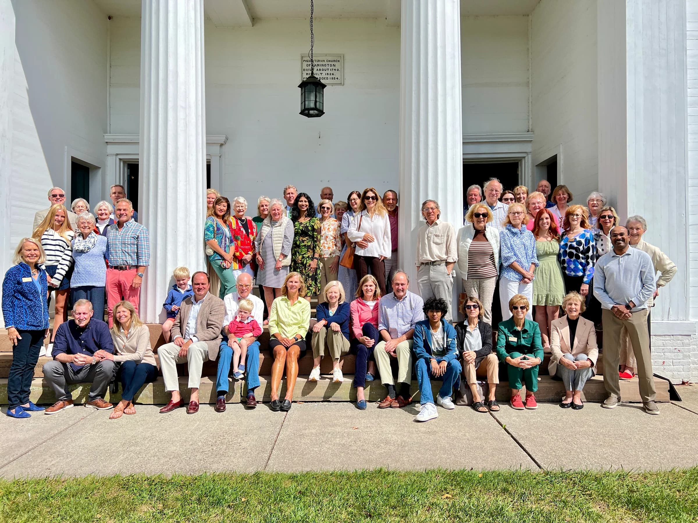The Lamington congregation gathered on the front steps of the church