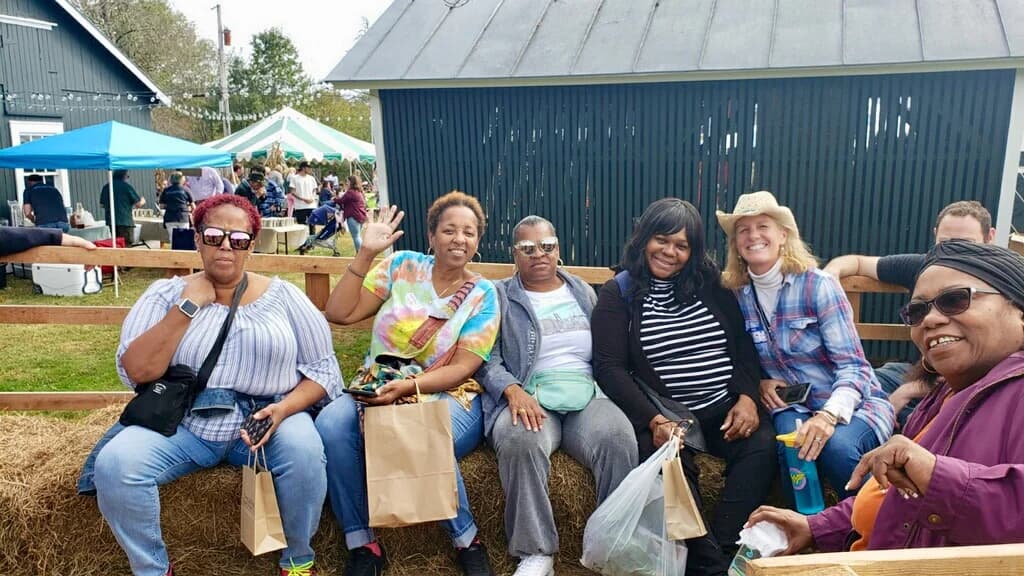 Friends spending time together at a community event