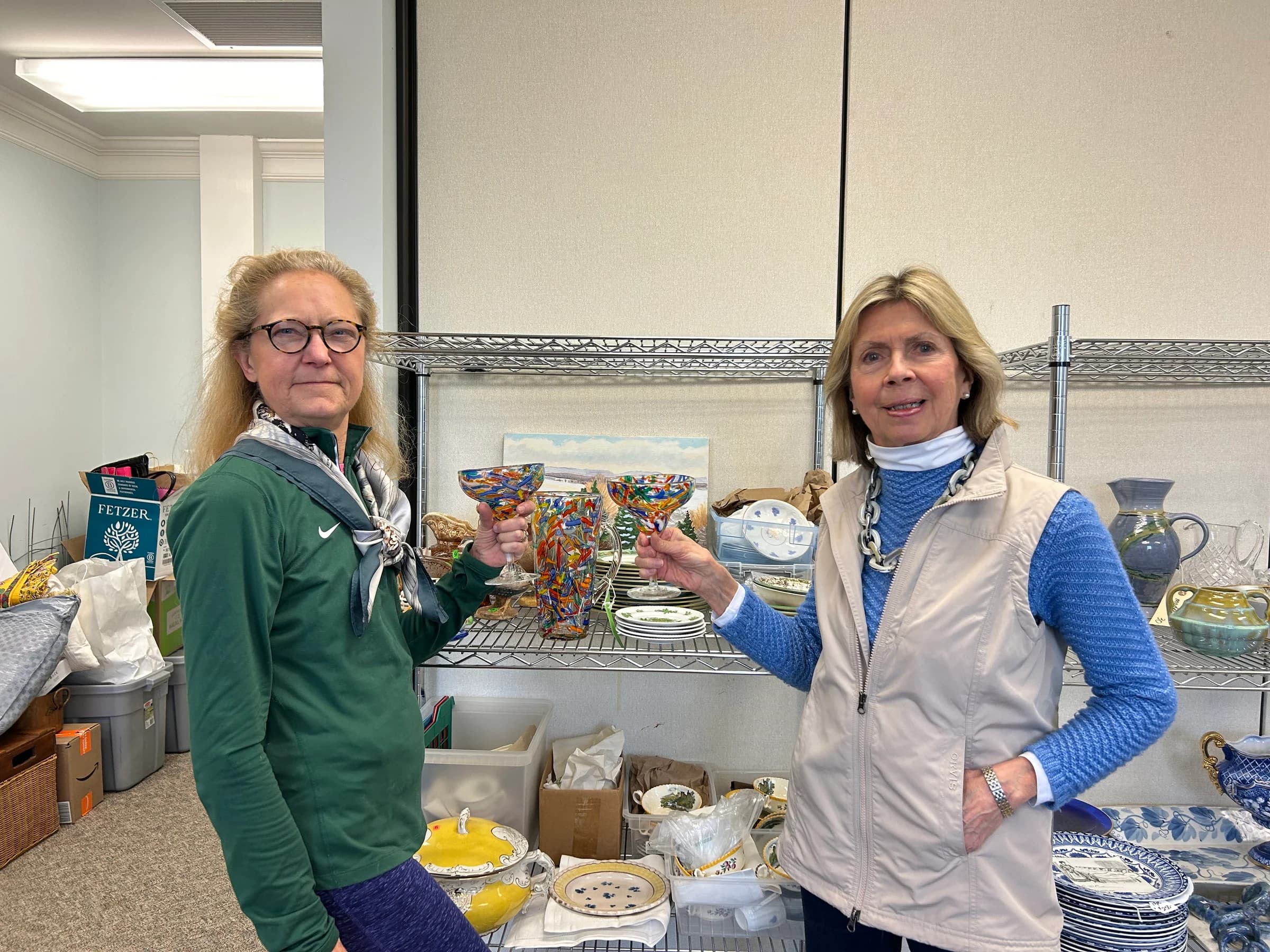 Lamington volunteers with a decorated basket at Basket Day